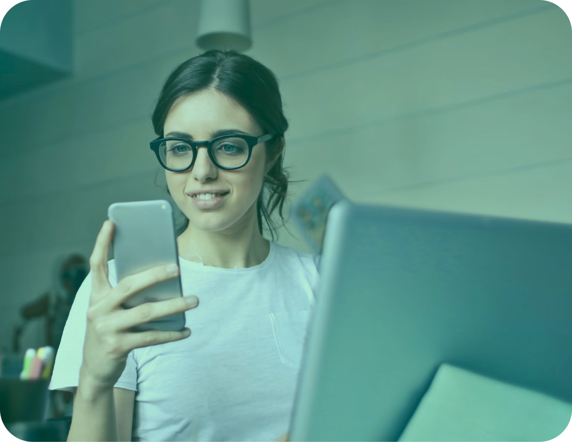 woman looking at phone