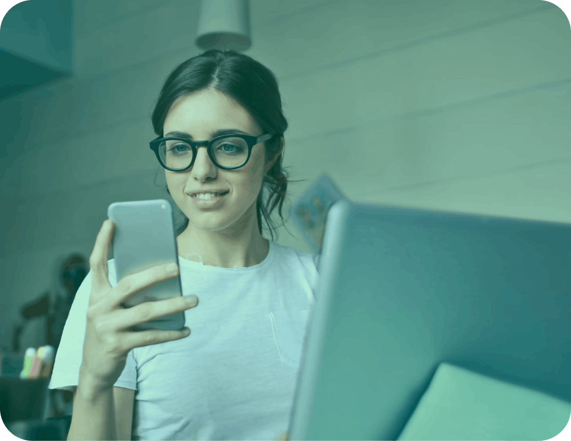 woman looking at phone