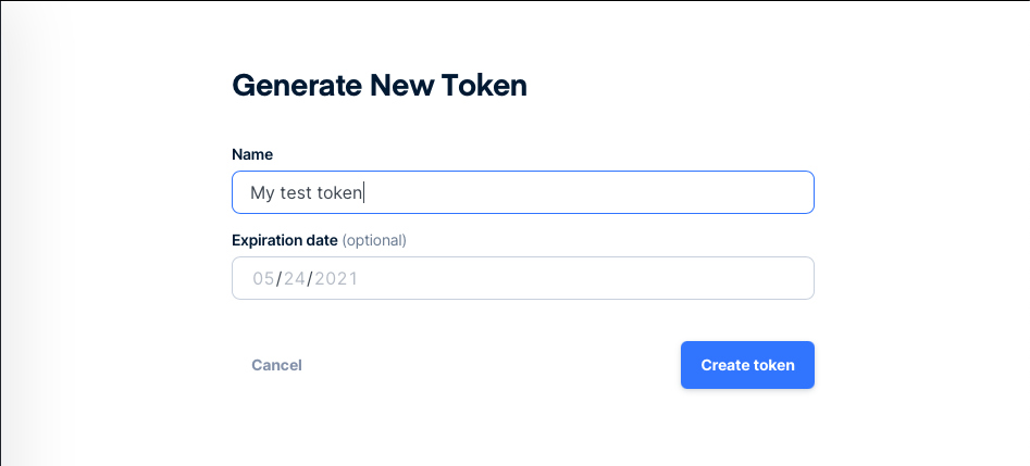 Personal Access Token New